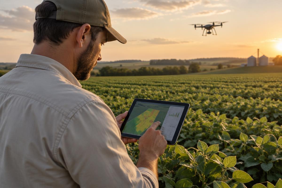 Produtor usando dados no campo