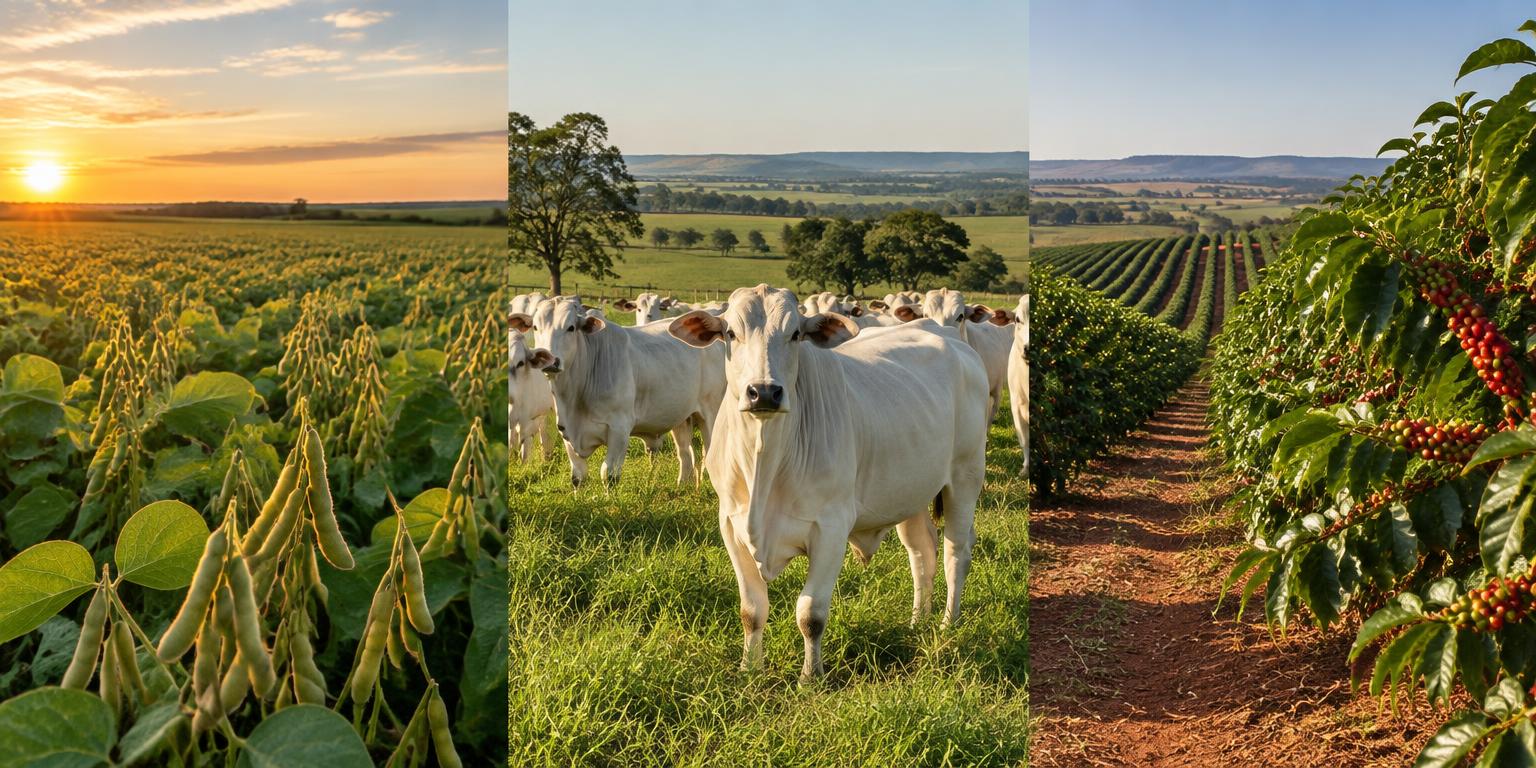 Soja, pecuária e café no agronegócio brasileiro